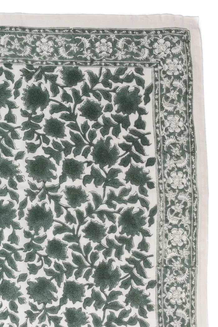 FOULARD SERENA KAKI EN COTON 100X100 CM - BLOCK PRINT ARTISANAL INDIEN – Image 3