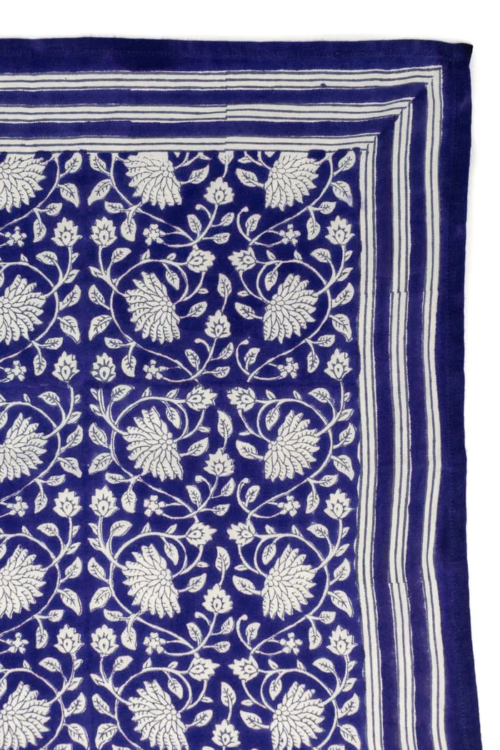 FOULARD FRIDA BLEU INDIGO EN COTON 50X50 CM - BLOCK PRINT ARTISANAL – Image 3
