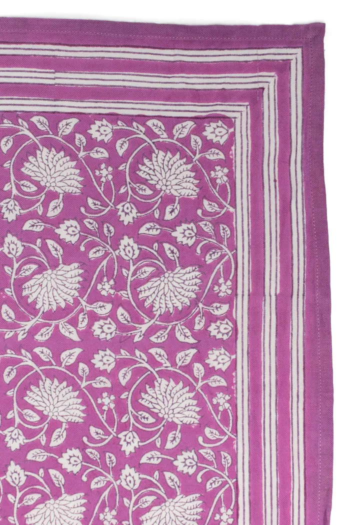 FOULARD FRIDA FUCHSIA EN COTON 50X50 CM - BLOCK PRINT ARTISANAL – Image 3