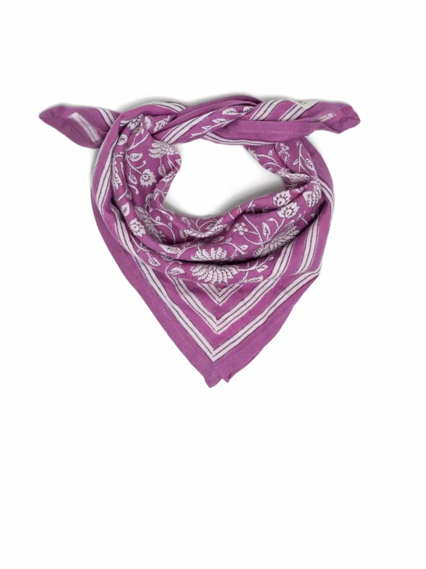 FOULARD FRIDA FUCHSIA EN COTON 50X50 CM - BLOCK PRINT ARTISANAL
