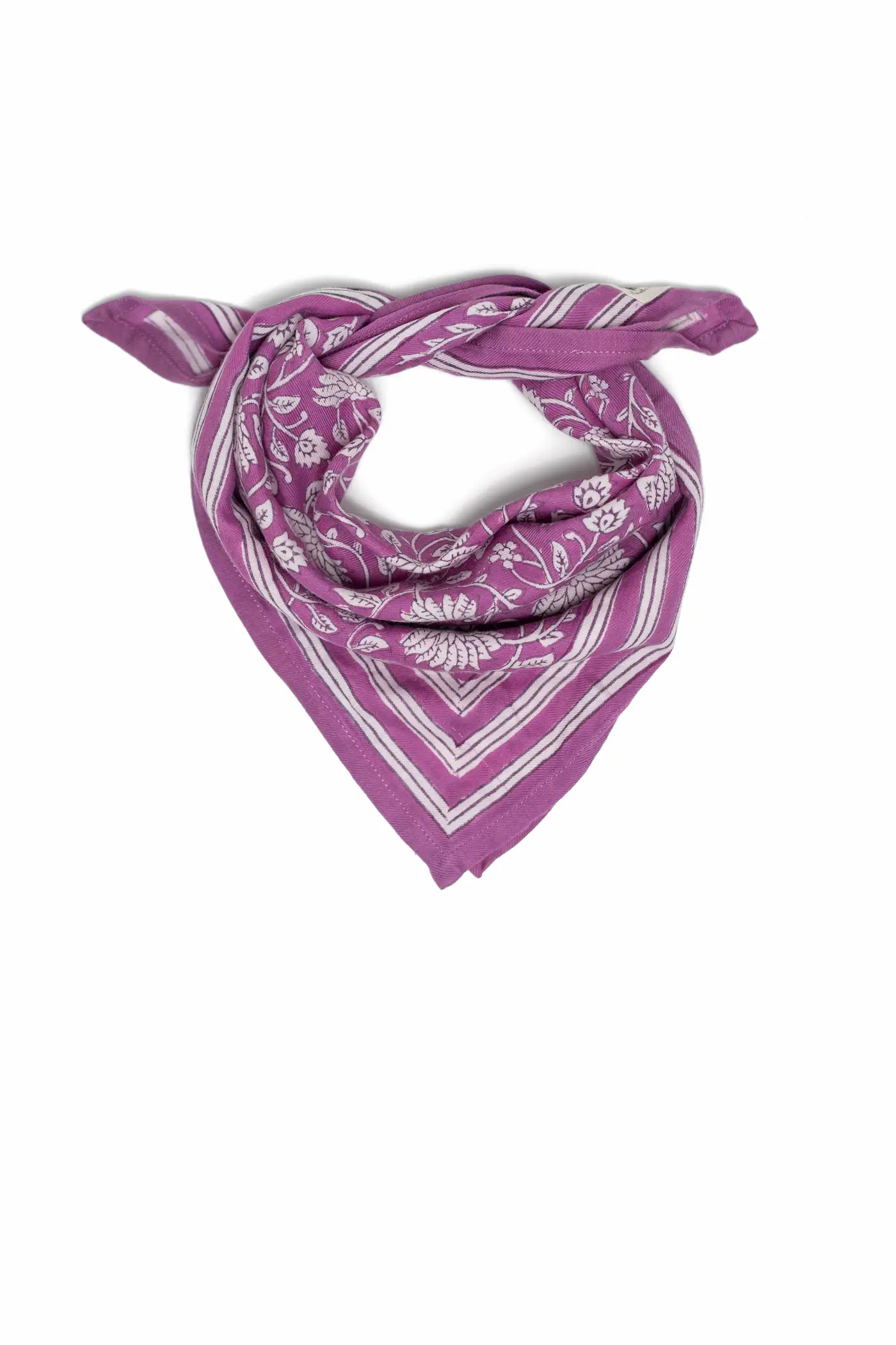FOULARD FRIDA FUCHSIA EN COTON 50X50 CM - BLOCK PRINT ARTISANAL – Image 2