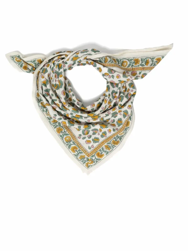 FOULARD ROSA LÉOPARD SAUGE EN COTON 100X100 CM - BLOCK PRINT ARTISANAL INDIEN