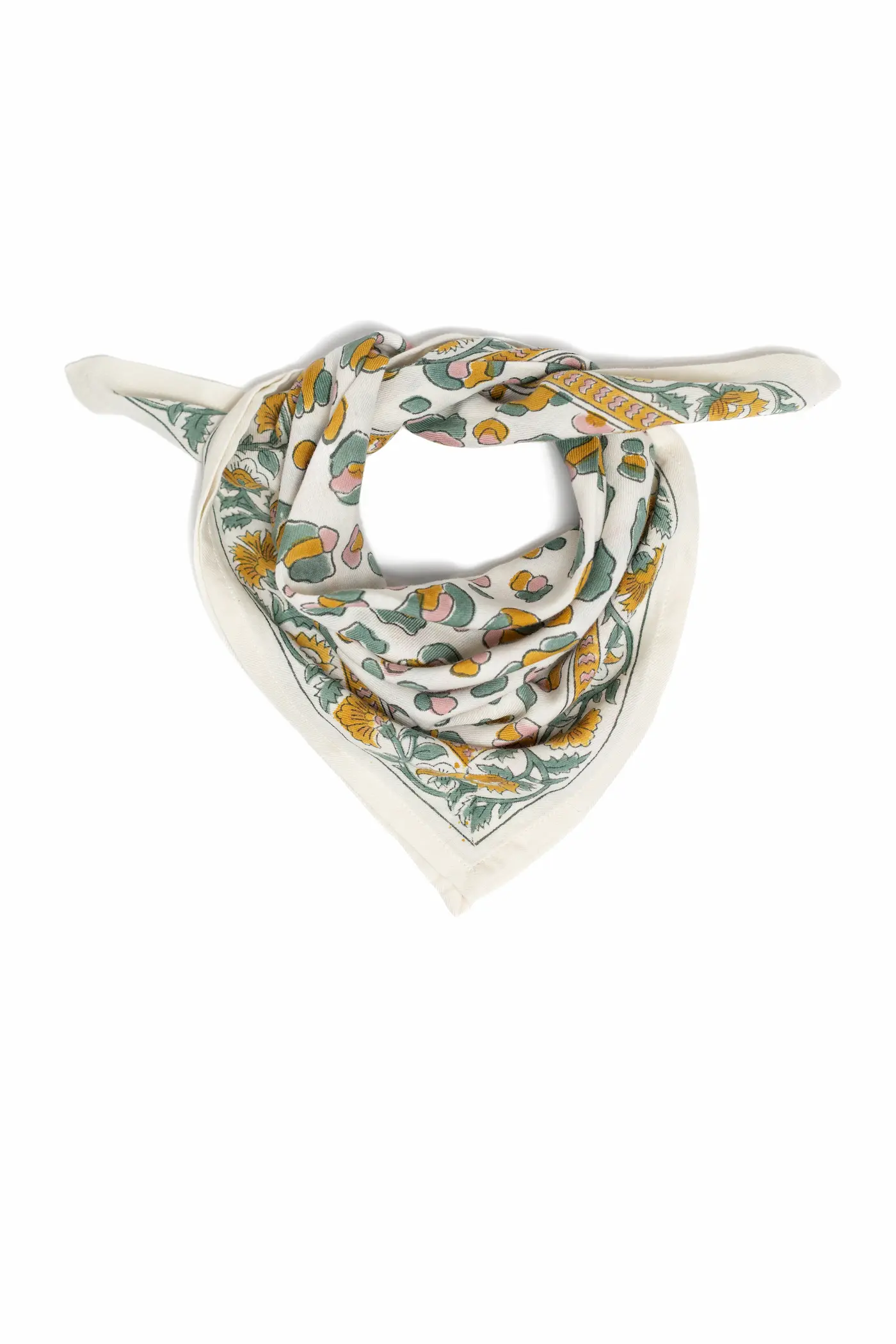 FOULARD ROSA LÉOPARD SAUGE EN COTON 50X50 CM - BLOCK PRINT ARTISANAL – Image 2