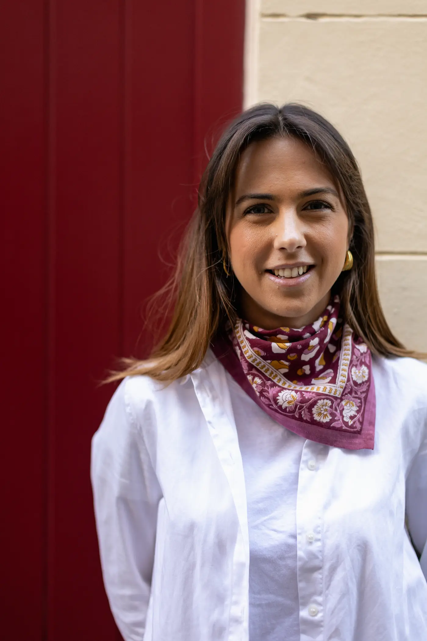 FOULARD ROSA LÉOPARD BORDEAUX EN COTON 50X50 CM - BLOCK PRINT ARTISANAL – Image 4