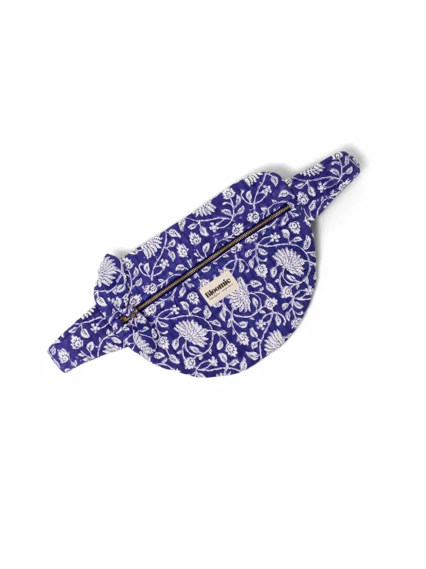 SAC BANANE FRIDA BLEU INDIGO EN COTON 28X20 CM - BLOCK PRINT ARTISANAL
