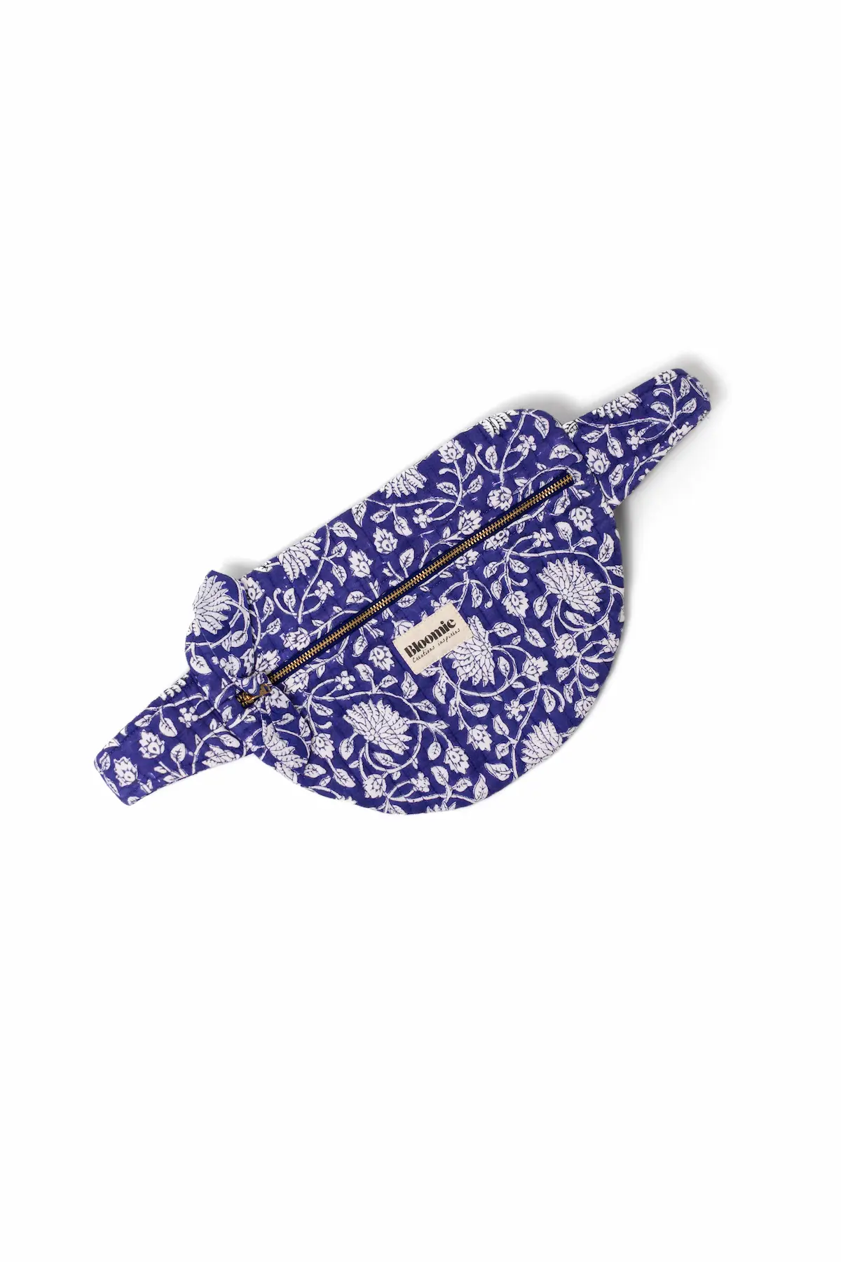 SAC BANANE FRIDA BLEU INDIGO EN COTON 28X20 CM - BLOCK PRINT ARTISANAL – Image 2