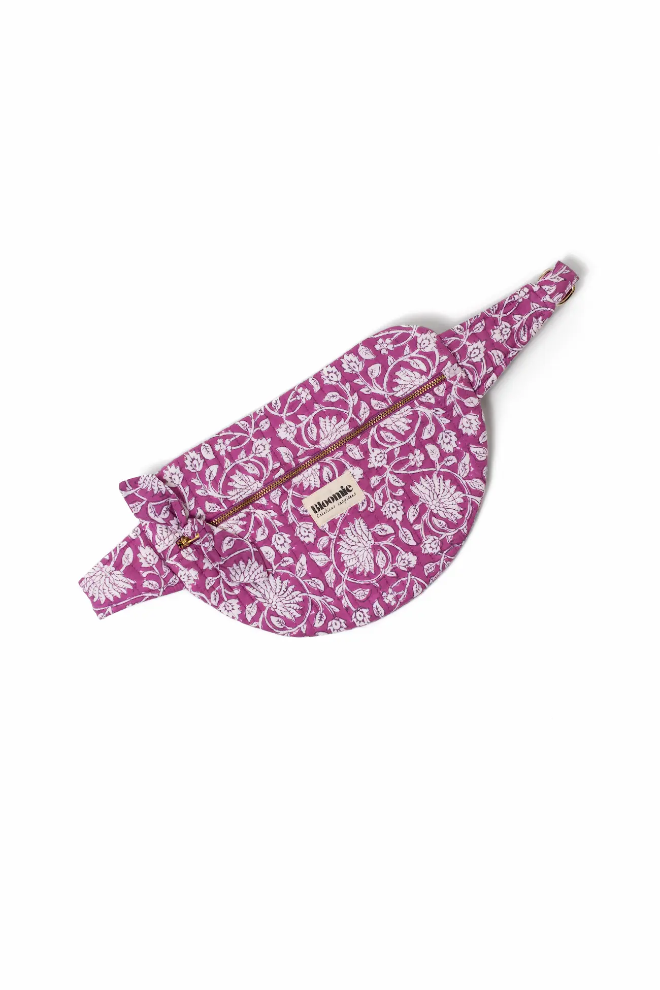 SAC BANANE FRIDA FUCHSIA EN COTON 28X20 CM - BLOCK PRINT ARTISANAL – Image 2