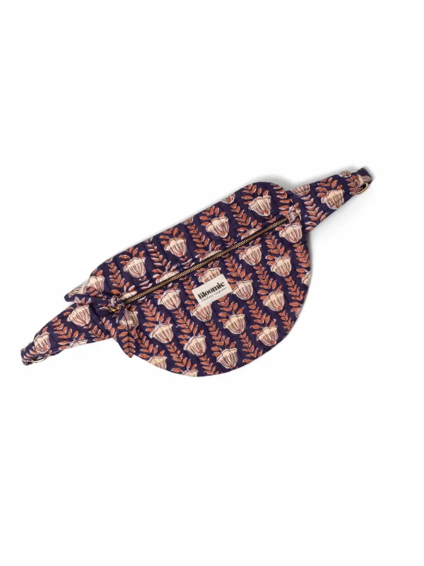 SAC BANANE SIMONE MARINE EN COTON 28X20 CM - BLOCK PRINT ARTISANAL