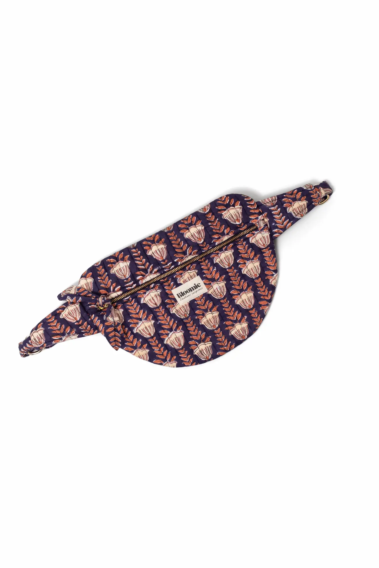 SAC BANANE SIMONE MARINE EN COTON 28X20 CM - BLOCK PRINT ARTISANAL – Image 2