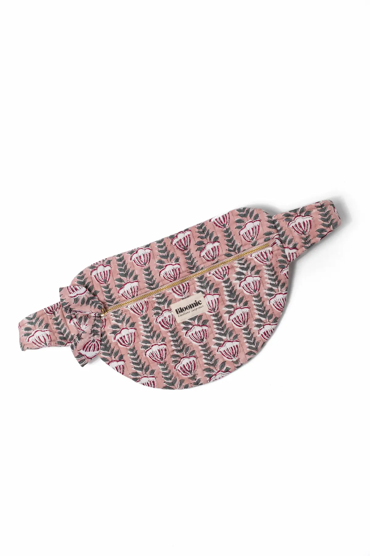 SAC BANANE SIMONE ROSE EN COTON 28X20 CM - BLOCK PRINT ARTISANAL – Image 2