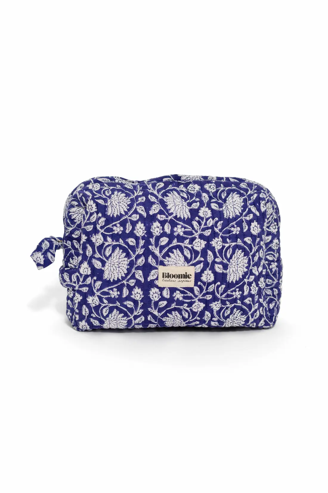 TROUSSE DE TOILETTE FRIDA BLEU INDIGO EN COTON 27X18 CM - BLOCK PRINT ARTISANAL INDIEN – Image 2