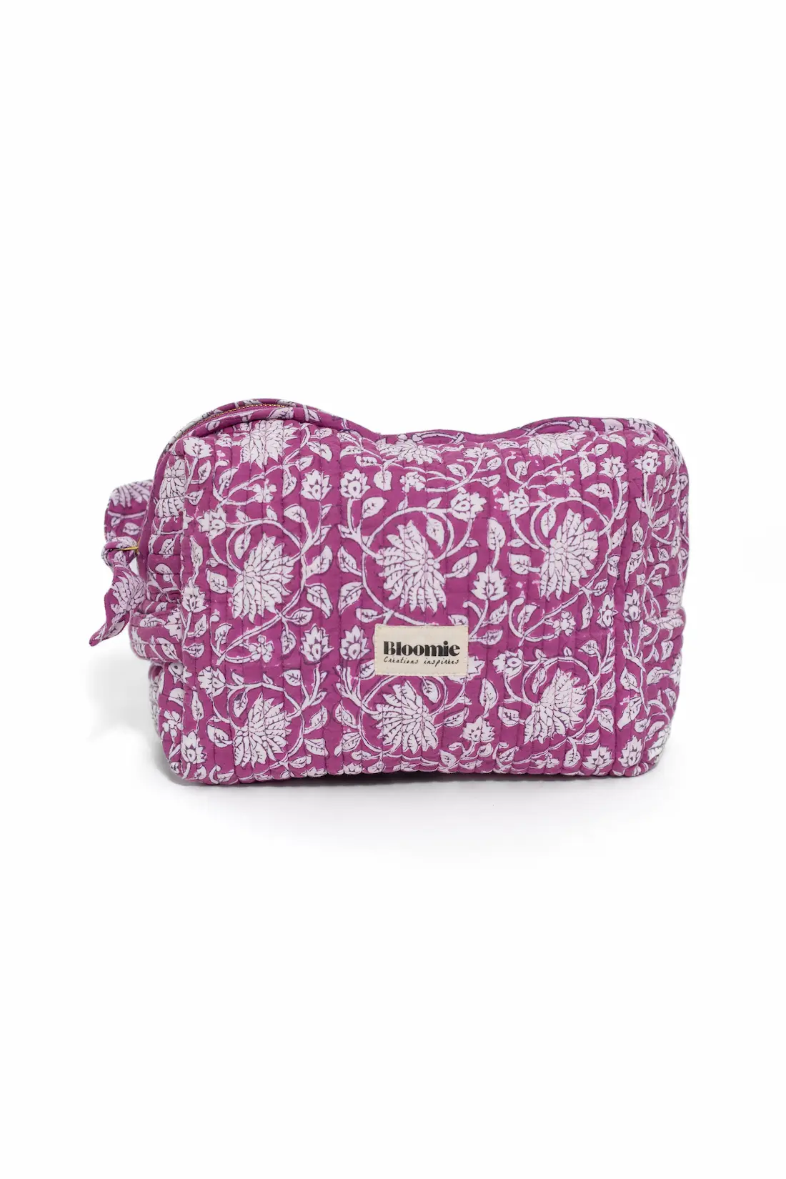TROUSSE DE TOILETTE FRIDA FUCHSIA EN COTON 27X18 CM - BLOCK PRINT ARTISANAL INDIEN – Image 2