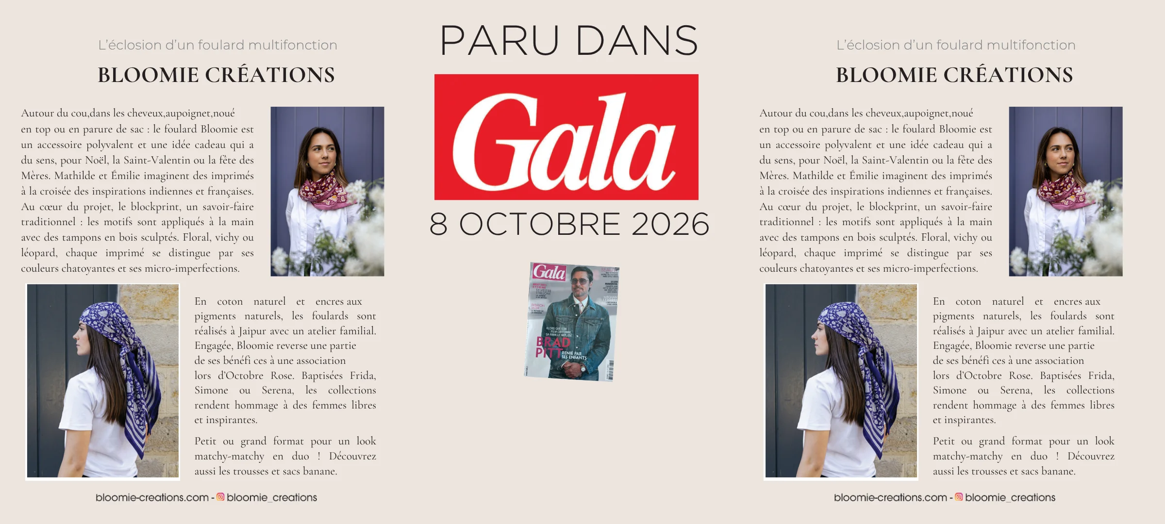 Bloomie Créations paru dans Gala le 8 octobre 2026 : l'éclosion d'un foulard multifonction